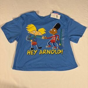Hey Arnold! Nickelodeon Blue Graphic T-Shirt Womens Medium 90s Cartoon